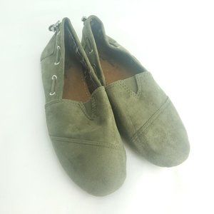 Apple Bottoms Womens Olive Green Suede Round Toe Slip On Casual Shoes Size 10